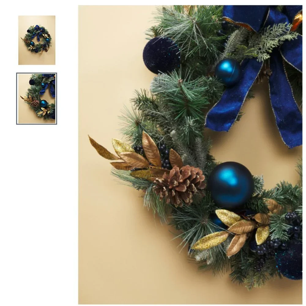 30in Artificial Pine Wreath With Ribbon